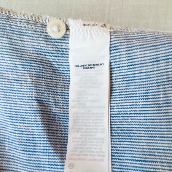 Pure linen XS/S pencil stipe blue/white blouse in mint condition - Picture 5 of 7